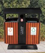 供应北京奥运木条垃圾桶钢板分类果皮箱m-031