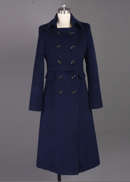 专业羊绒大衣定做、高档羊绒大衣定制 藏蓝色修身设计 款式多样