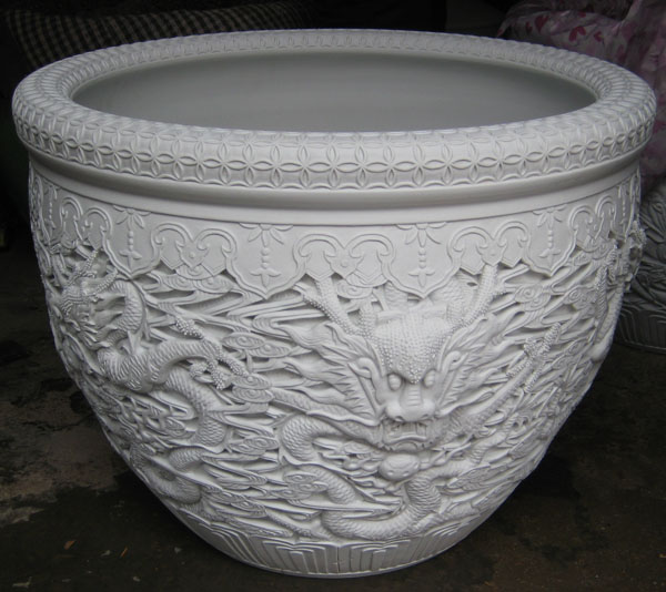 供应手工雕刻陶瓷鱼缸，80cm陶瓷大缸