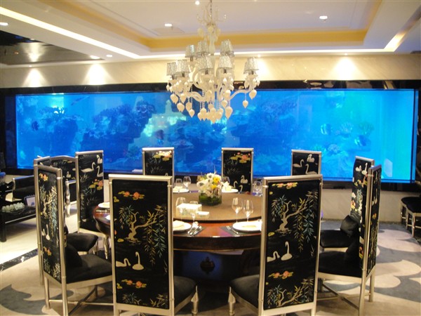 供应广东酒店餐厅亚克力鱼缸水族缸海洋餐厅