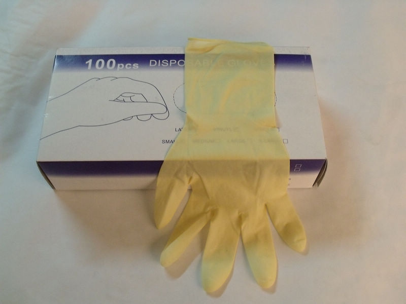 供应防防静米黄手套乳胶，一次性乳胶手套麻面