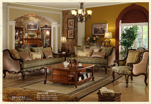 供应梧州美式家具 实木家具 客厅沙发 沙发定制 实木沙发 欧式沙发