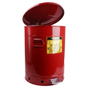 供应Justrite09700油渍废品罐/垃圾桶/防火桶存放含溶剂的可燃物）80L