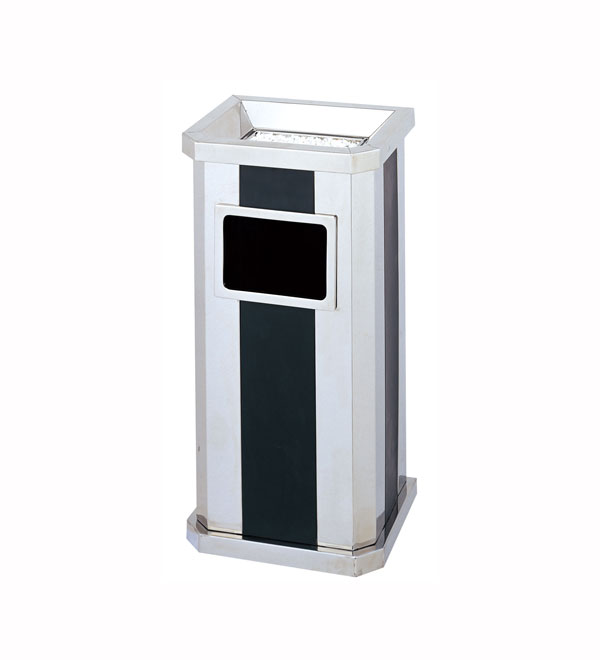 问询不锈钢斜角黑条垃圾桶价格￥江苏垃圾桶厂家 定做楼层烟灰桶