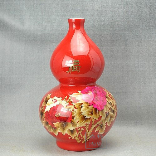 供应中国红麦秆花瓶 家居摆设花瓶 鑫腾陶瓷厂家直销