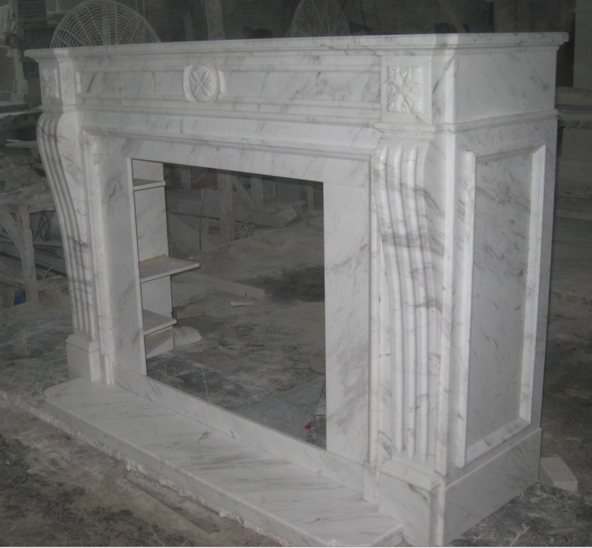 供应希腊进口白色大理石雕刻壁炉Carving Fireplace