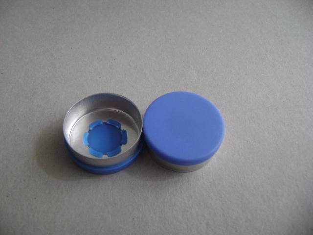 100ML卡口安瓶配蓝色铝塑复合盖28口径铝塑盖