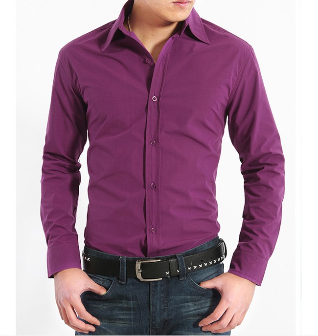 2013春季新款韩版修身收腰男式长袖衬衫 男 小方领商务休闲衬衣