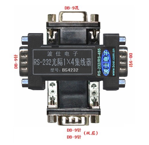 供应BS4232 RS-232一对四光电隔离集线器