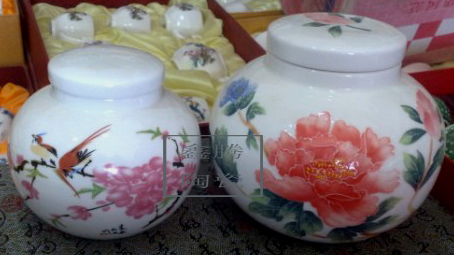 供应粉彩花鸟茶叶罐，手绘粉彩茶叶罐