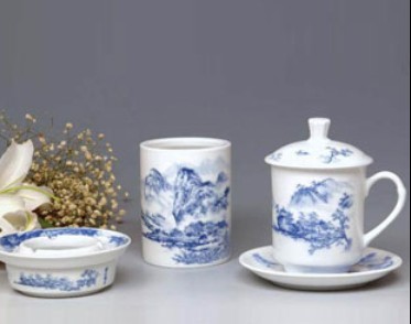 供应办公陶瓷茶具，青花瓷陶瓷茶具
