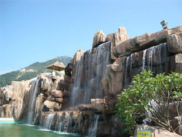 假山瀑布跌水喷泉-园林假山流水-水泥假山石头