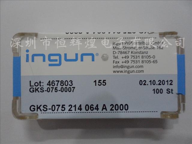 供应原装进口德国INGUN英钢测试探针GKS-075 214 064 A 2000