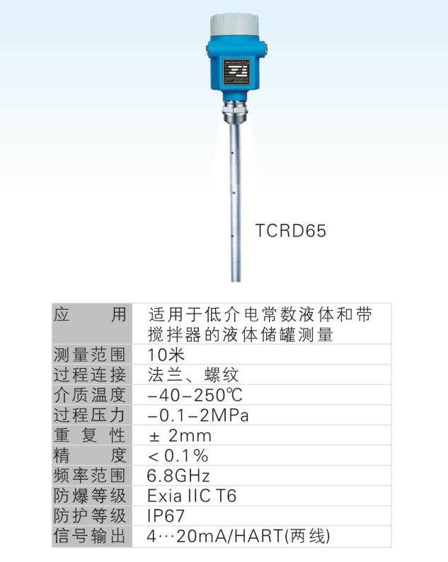 智能雷达物位计TCRD65选型参考