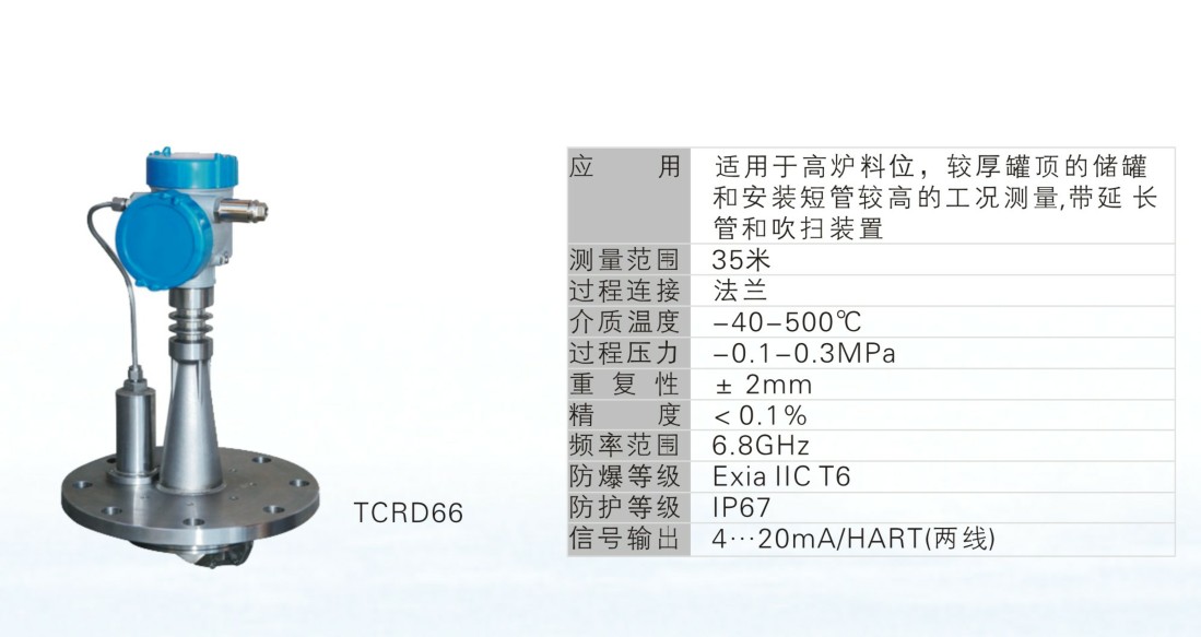 雷达物位计TCRD66选型参数