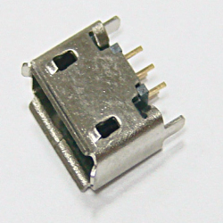 Micro USB接口5P母座180度插板式DIP带边脚 卷边