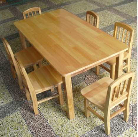 供应六人儿童桌椅/幼儿园桌子/学习桌椅/木制桌子/实木长方桌