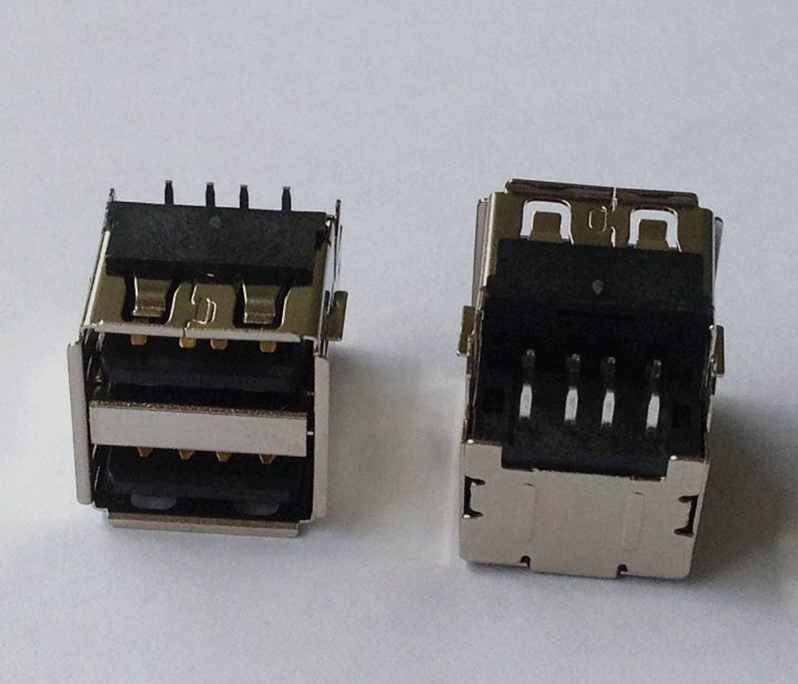 USB接口 AF双层沉板90度贴板 高端接口卷边铜壳 正向/反向