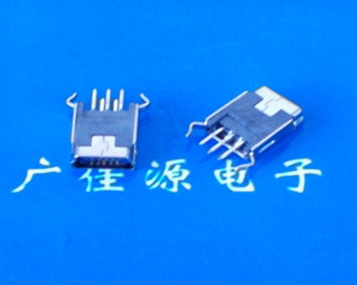 供应连接器Mini USB 5P插座两弯脚180度直插