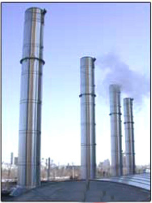 供应预制式不锈钢烟囱、湖南专业的制作厂家，可承受0.15MPa的压力，排放介质温度较高可达800摄氏度