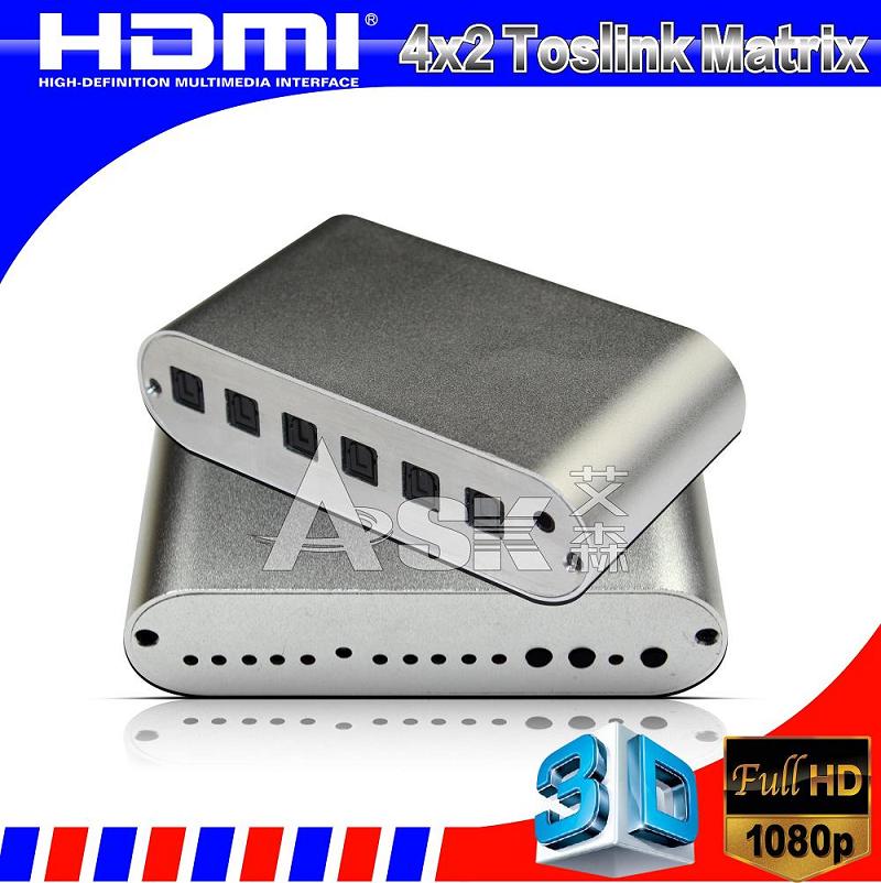 HDMI SPDIF 4X2矩阵/光纤输入输出/光纤接口