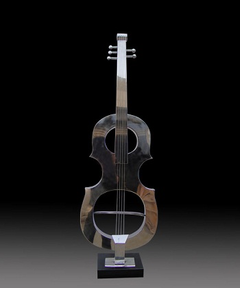 深圳金属雕塑厂家 不锈钢小提琴艺术雕塑 音乐厅雕塑摆件