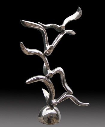 不锈钢群鸟雕塑摆件 酒店 会所 办公室金属艺术雕塑摆件
