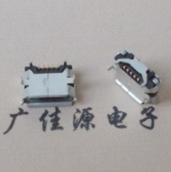MICRO USB5P母子座加大间距牛角插板无柱有卷边