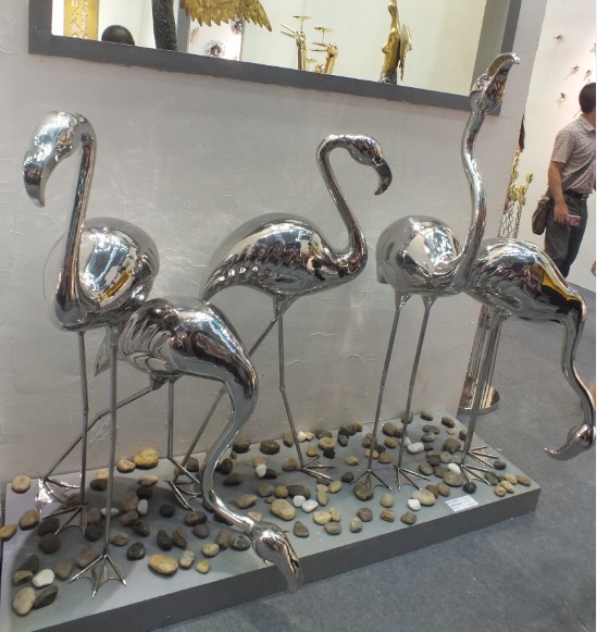 金属工艺品厂家雕塑不锈钢鸵鸟造型装饰摆件，酒店会所大气装饰可以选择