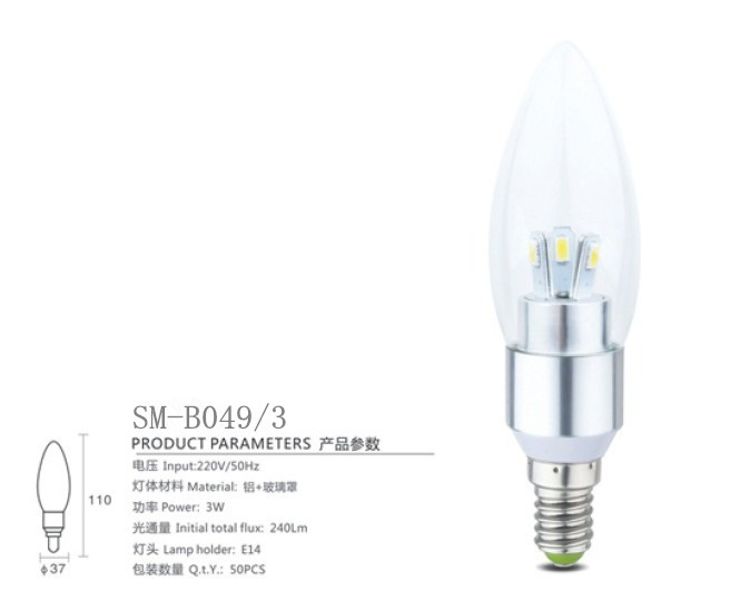 LED球泡灯，品牌燧明，型号SM-B049/3