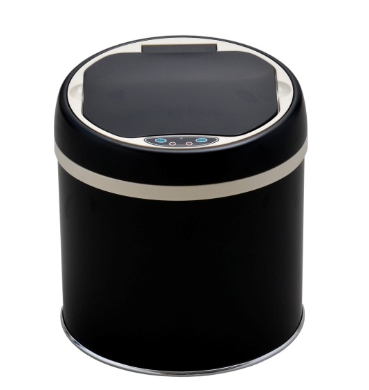 洁然不锈钢6L黑色感应智能垃圾桶 欧式风格 家用自动式开关