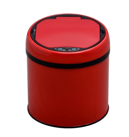 洁然不锈钢6L红色感应智能垃圾桶 自动式开关