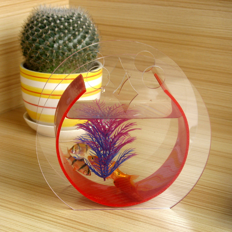 迷你卡哇伊生态水族鱼缸高透明**玻璃组合鱼缸