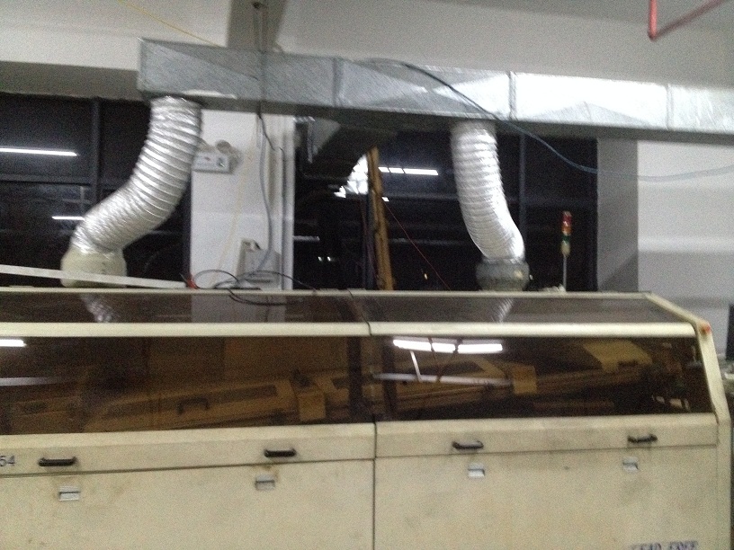 专业深圳电子厂波峰焊热气处理流水线排烟抽风通风项目设计安装