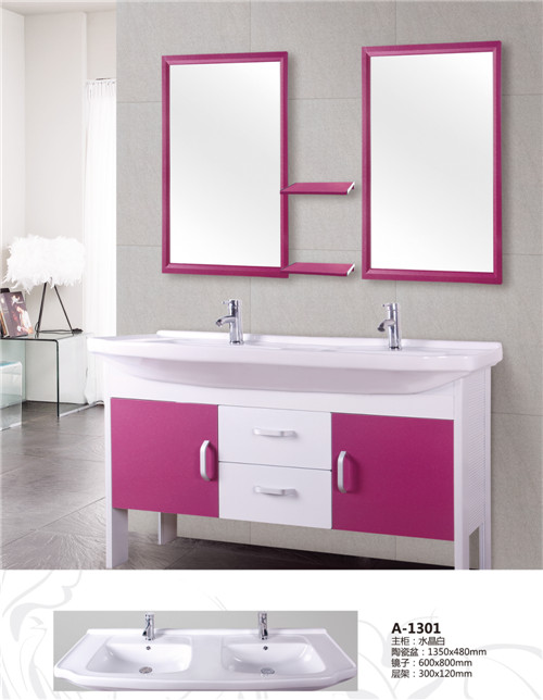 佛山着名品牌双人水晶紫色大浴室柜1301欧式落地柜
