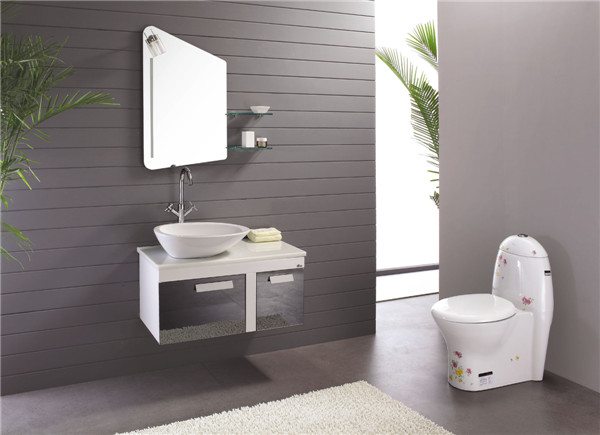高档时尚实木浴室柜墙挂式浴室家具洗手盆柜组合Q5522