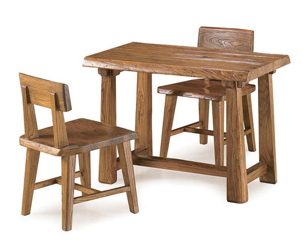 鲁木匠实木家具仿古古典家具老榆木家具系列餐桌三件套