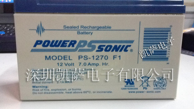 供应Power-Sonic PS-1270F1密封铅酸电池 12V 7.0AH 350mA