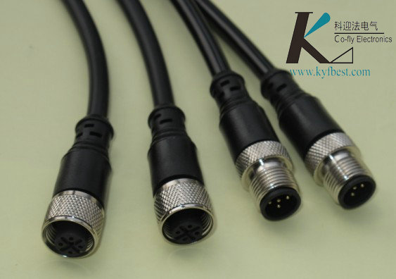 单端预注连接器，M12接插件浇注电缆一体式