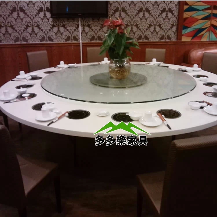 供应大理石火锅桌 蒸汽火锅圆桌 可定制带转盘餐桌/火锅桌 多多乐家具