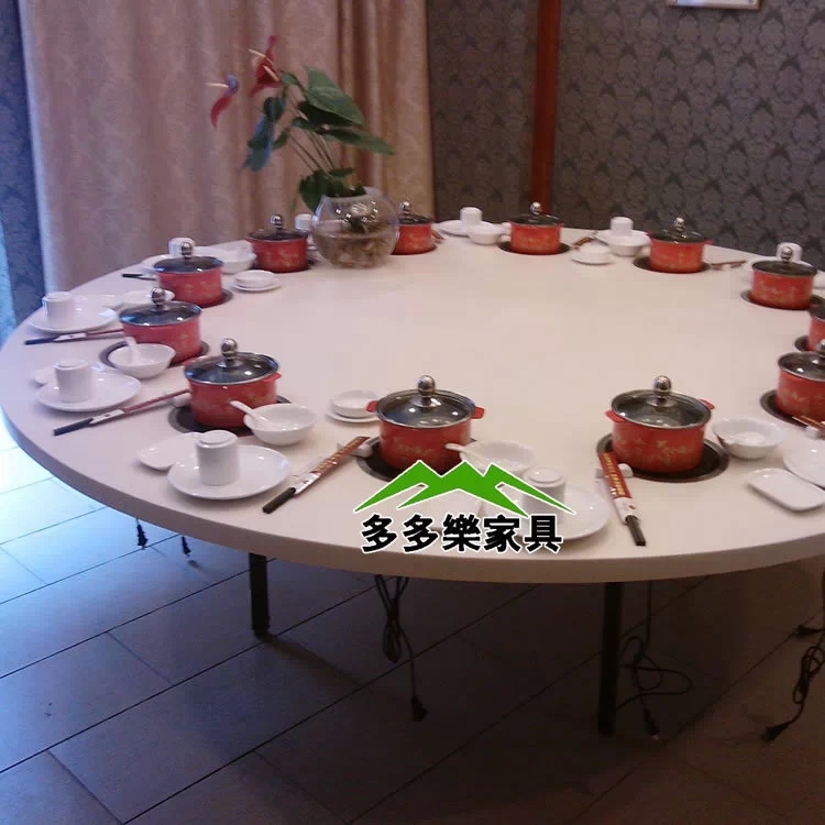 美味蒸汽火锅圆桌方桌 大理石不锈钢**火锅桌定做 养生蒸汽桌