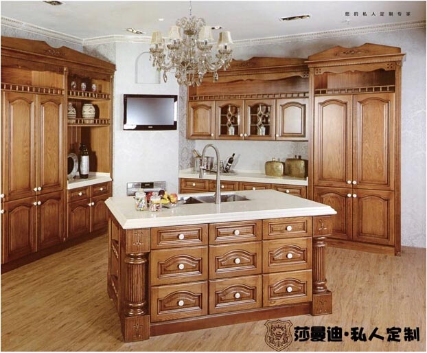 莎曼迪整体橱柜 工厂直营上海红橡木整体厨房 实木欧式定制柜子