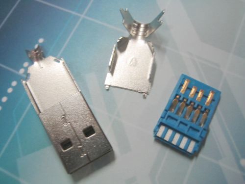 USB接口AM3.0 长体式焊线三件式蓝色胶芯平口
