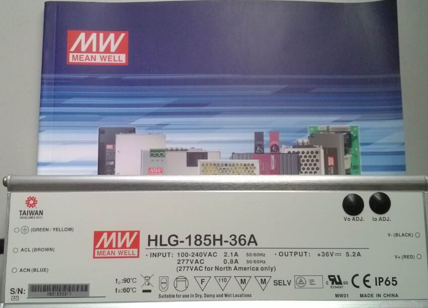 代理销售明纬LED开关电源HLG-185H-36A现货供应