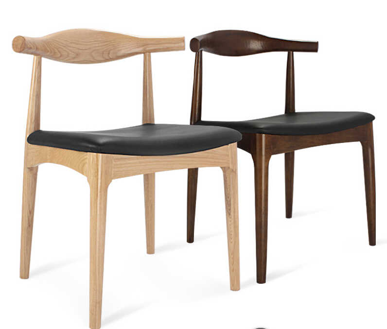 杭州丰庭家具专业牛角椅北欧实木椅子真皮实木椅定制厂家