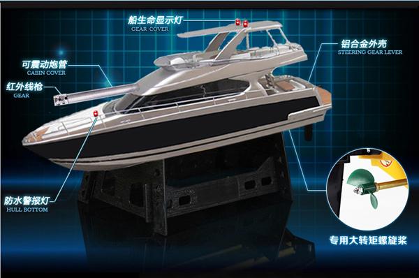 上海乐气红外线对战放线盘遥控船可喷水的快速豪艇防水预警灯方向盘遥控船