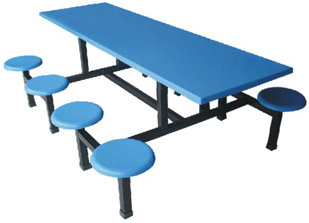 厂家直销八人位圆凳餐桌椅 玻璃钢制成