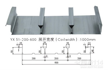 倒口式YX51-200-600楼承板