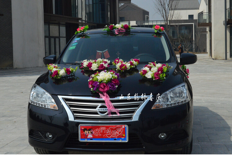 婚庆结婚用品新款韩式主花车婚车装饰套装婚礼用品副车车头花