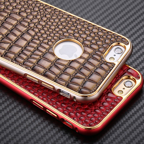 苹果6鳄鱼纹金属边框 iphone6手机保护壳4.7 6保护套带皮后盖